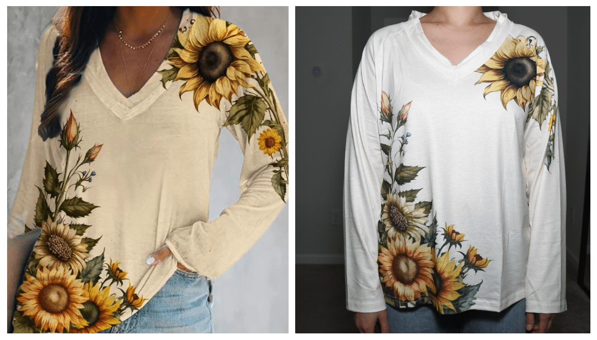 wonder boutique sunflower shirt comparison