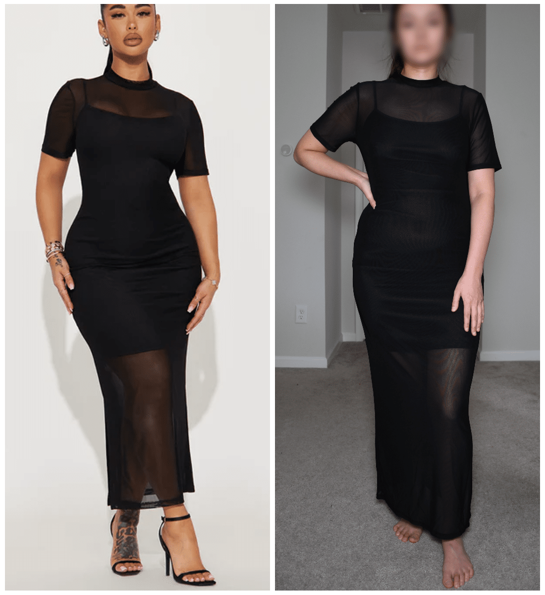 fashion nova mesh maxi dress comparison