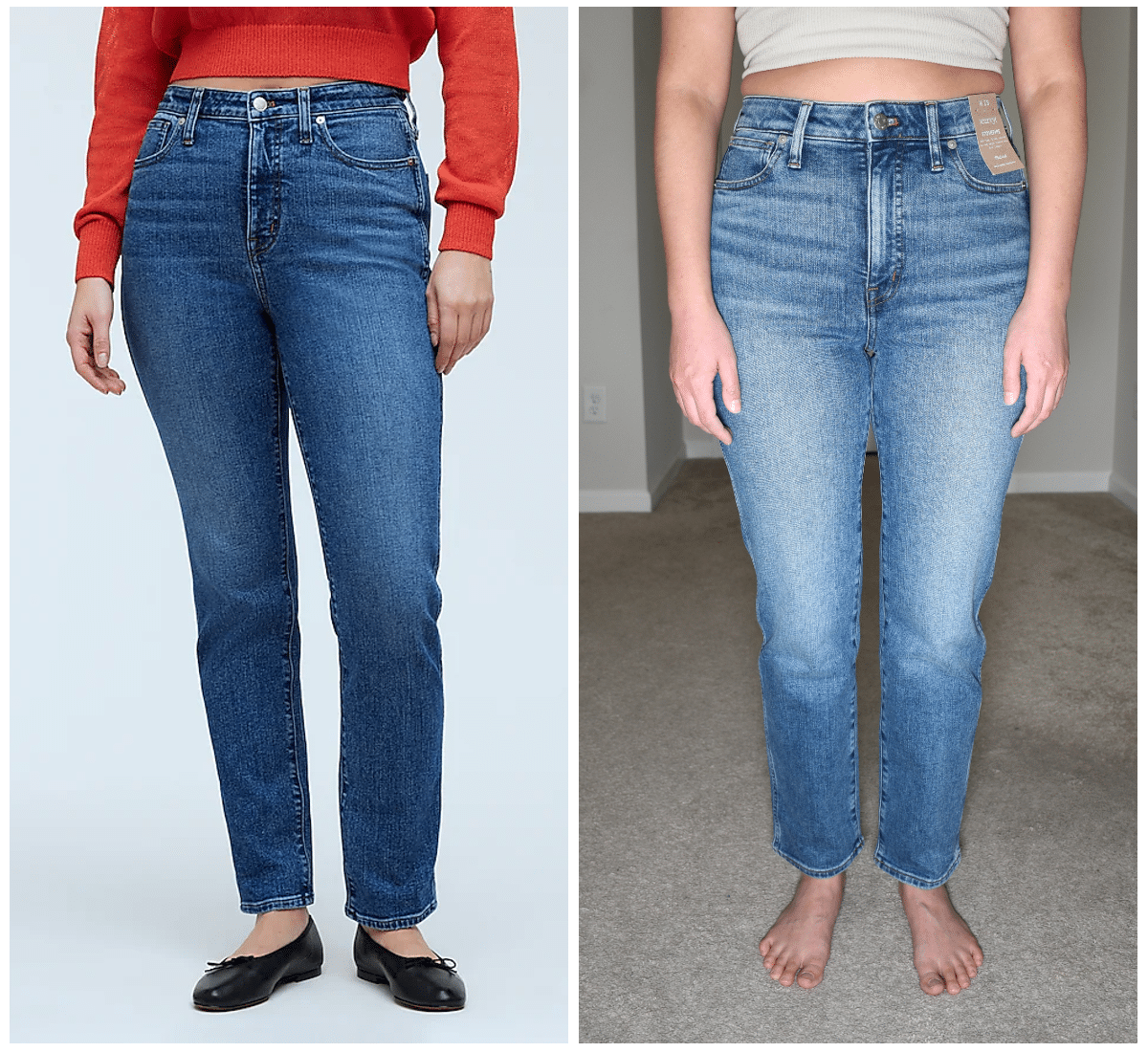 madewell curvy stovepipe jeans comparison